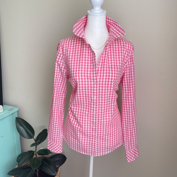 Talbots Pink Gingham women's button down blouse size 10 - Picture 5 of 16